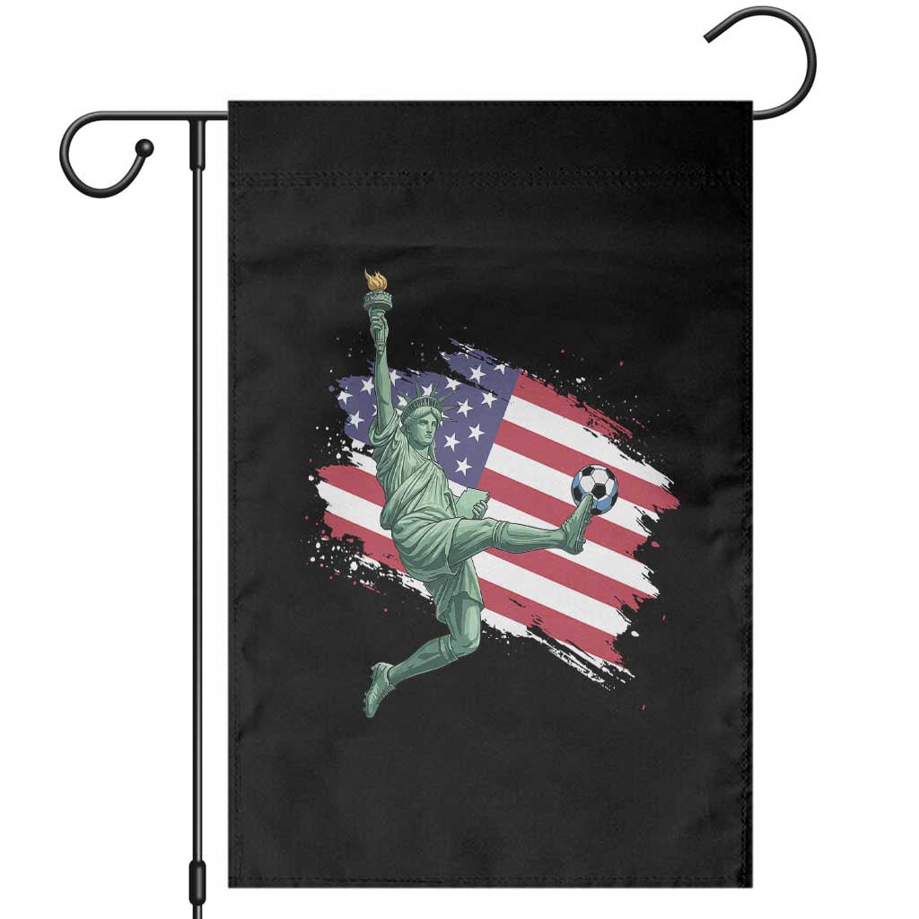 Funny Statue Of Liberty Playing Soccer Garden Flag New Yorker Fan Gift TS12 Black Print Your Wear