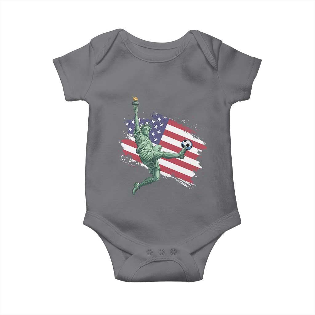Funny Statue Of Liberty Playing Soccer Baby Onesie New Yorker Fan Gift TS12 Charcoal Print Your Wear