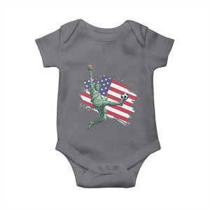 Funny Statue Of Liberty Playing Soccer Baby Onesie New Yorker Fan Gift TS12 Charcoal Print Your Wear