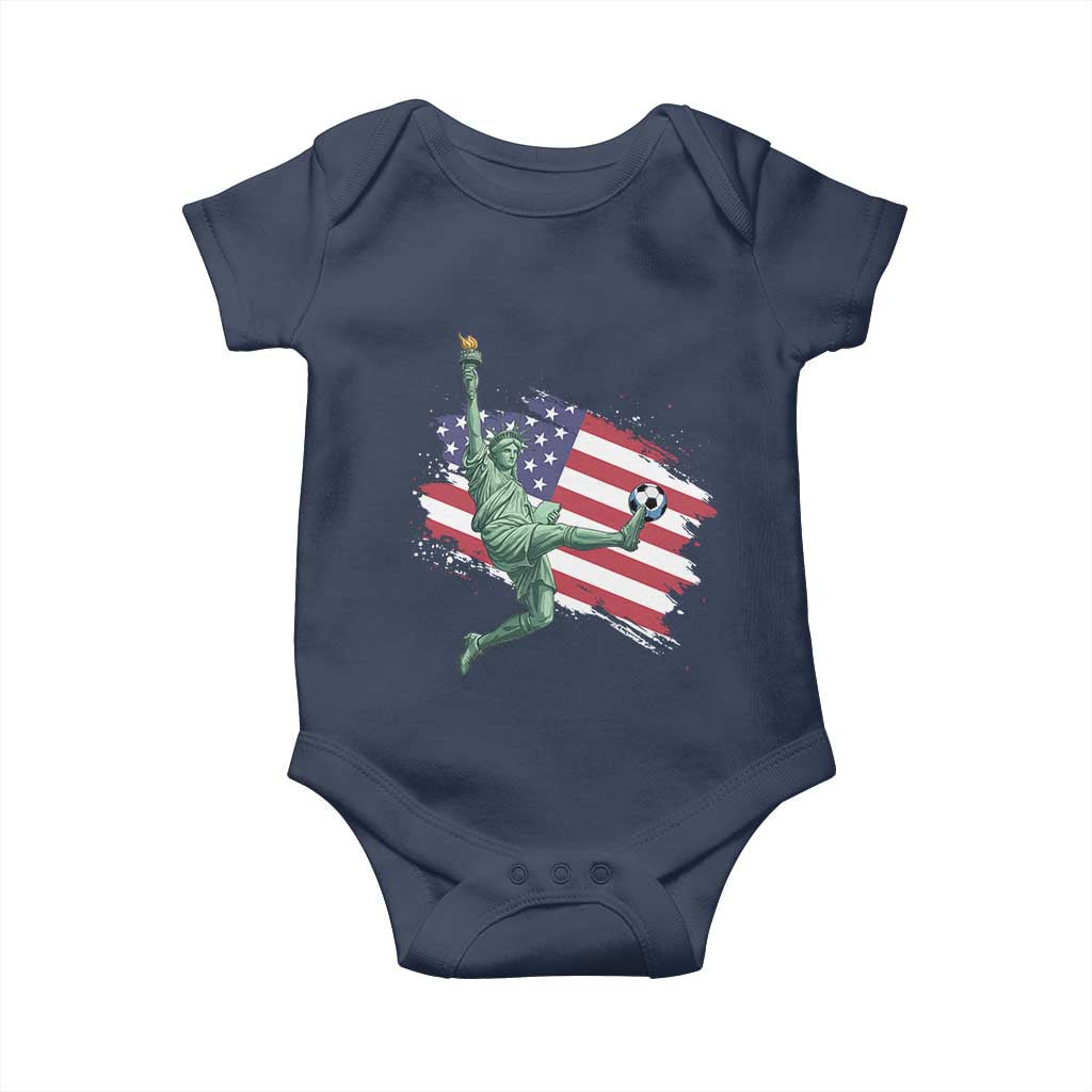 Funny Statue Of Liberty Playing Soccer Baby Onesie New Yorker Fan Gift TS12 Navy Print Your Wear