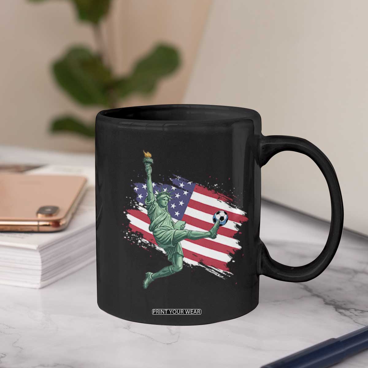 Funny Statue Of Liberty Playing Soccer Coffee Mug New Yorker Fan Gift TS12 Print Your Wear