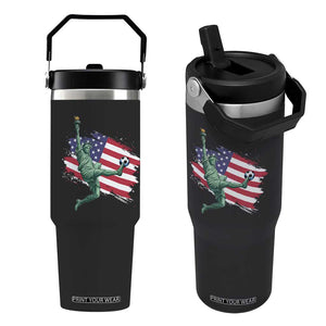 Funny Statue Of Liberty Playing Soccer Flip Straw Tumbler New Yorker Fan Gift TS12 One Size: 30 oz Black Print Your Wear