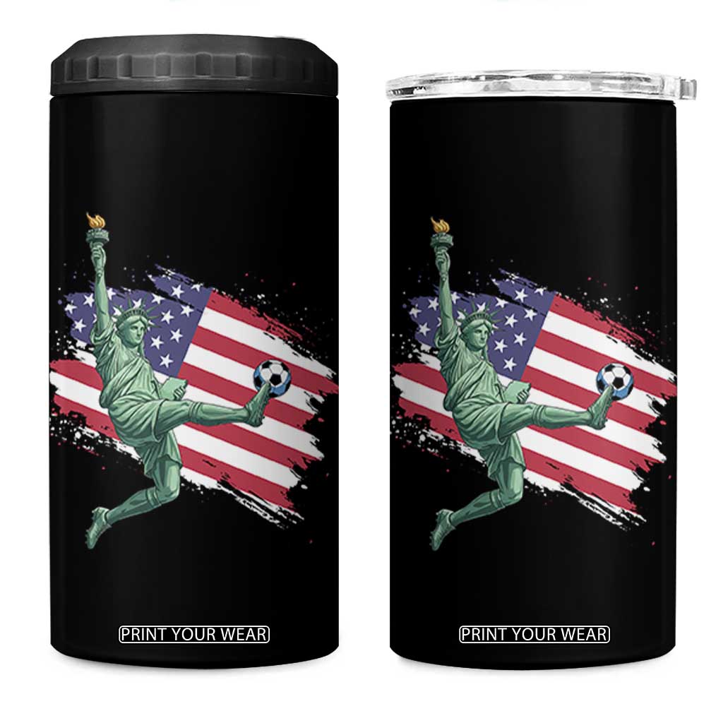 Funny Statue Of Liberty Playing Soccer 4 in 1 Can Cooler Tumbler New Yorker Fan Gift TS12 One Size: 16 oz Black Print Your Wear