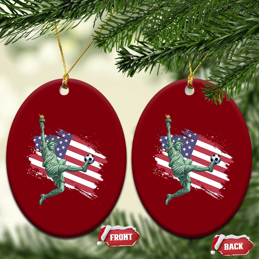 Funny Statue Of Liberty Playing Soccer Ceramic Ornament New Yorker Fan Gift TS12 Print Your Wear