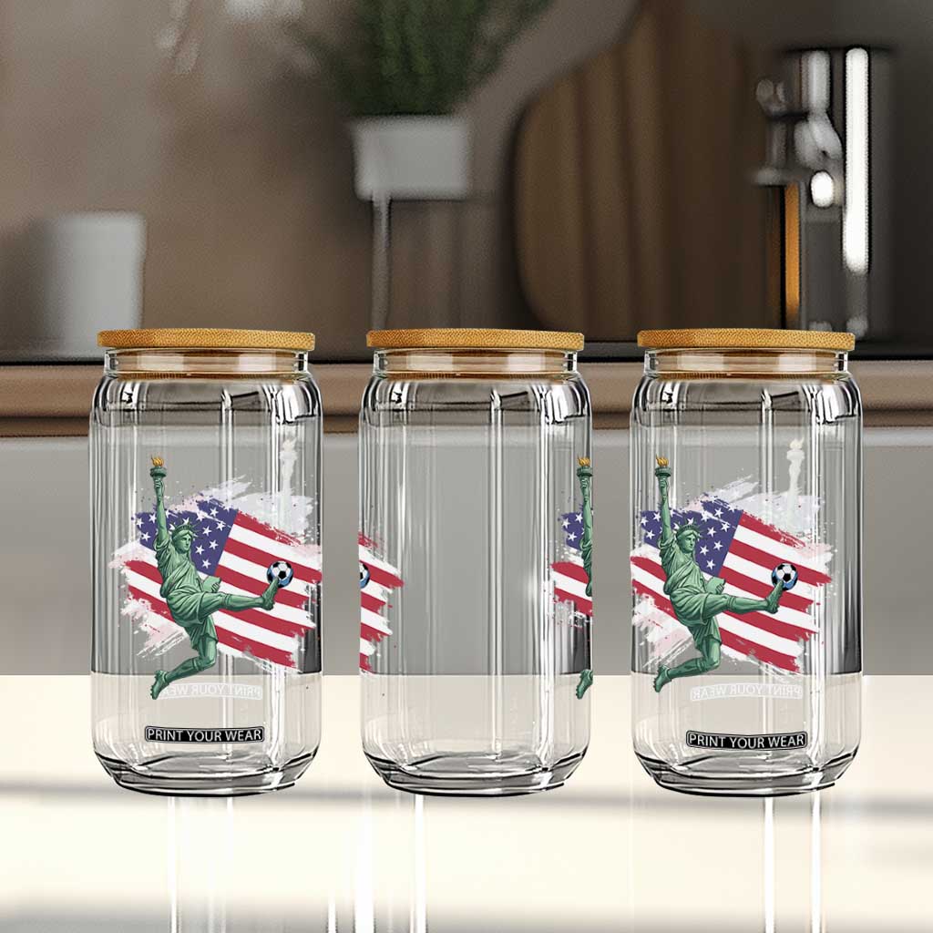 Funny Statue Of Liberty Playing Soccer Glass Can New Yorker Fan Gift TS12 Print Your Wear