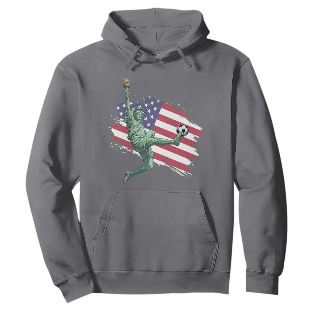 Funny Statue Of Liberty Playing Soccer Hoodie New Yorker Fan Gift TS12 Charcoal Print Your Wear