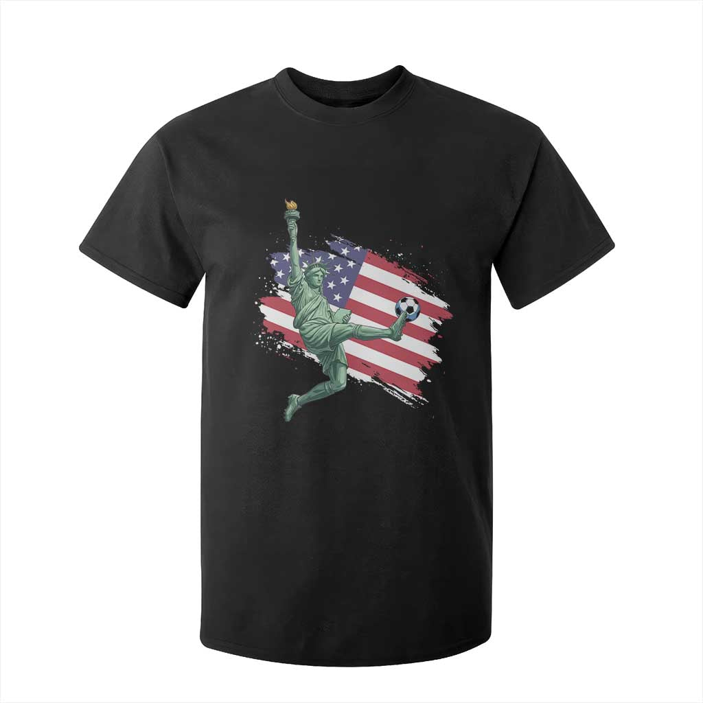 Funny Statue Of Liberty Playing Soccer T Shirt For Kid New Yorker Fan Gift TS12 Black Print Your Wear