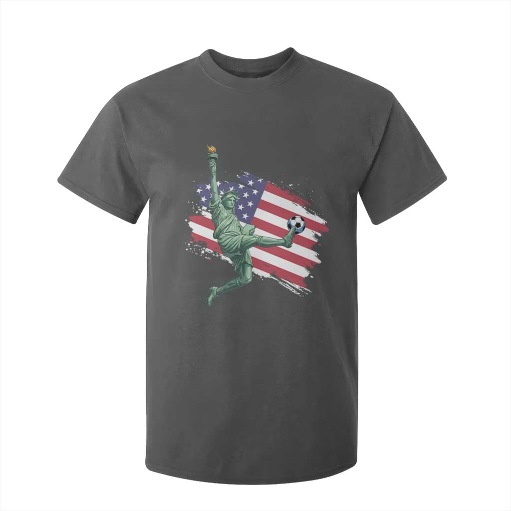 Funny Statue Of Liberty Playing Soccer T Shirt For Kid New Yorker Fan Gift TS12 Dark Heather Print Your Wear
