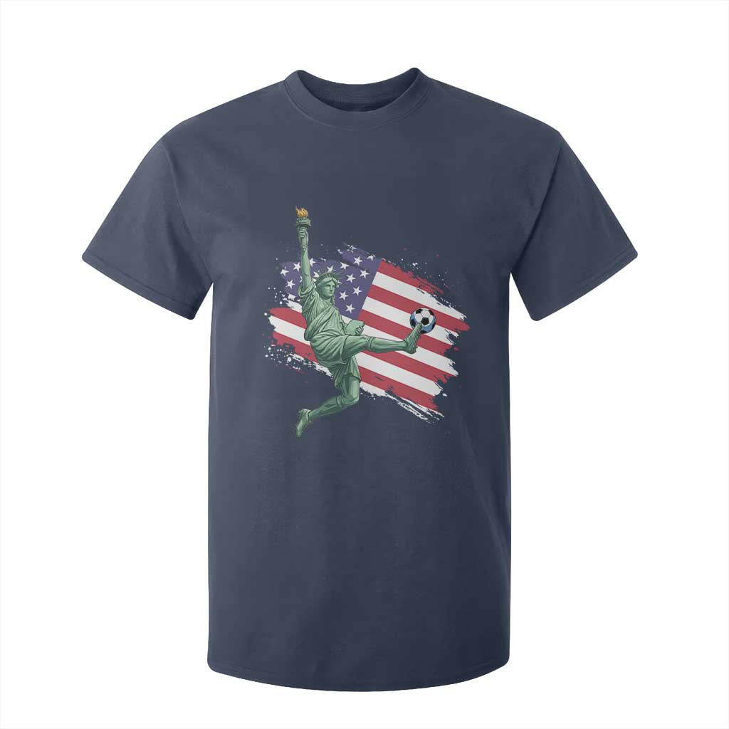 Funny Statue Of Liberty Playing Soccer T Shirt For Kid New Yorker Fan Gift TS12 Navy Print Your Wear