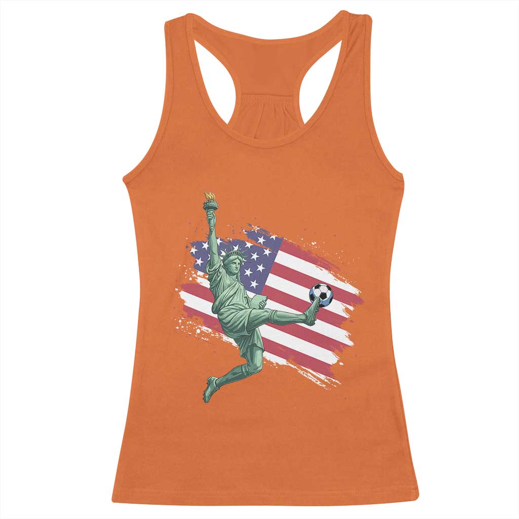 Funny Statue Of Liberty Playing Soccer Racerback Tank Top New Yorker Fan Gift TS12 Orange Print Your Wear
