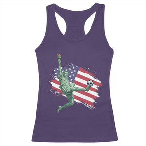 Funny Statue Of Liberty Playing Soccer Racerback Tank Top New Yorker Fan Gift TS12 Purple Print Your Wear