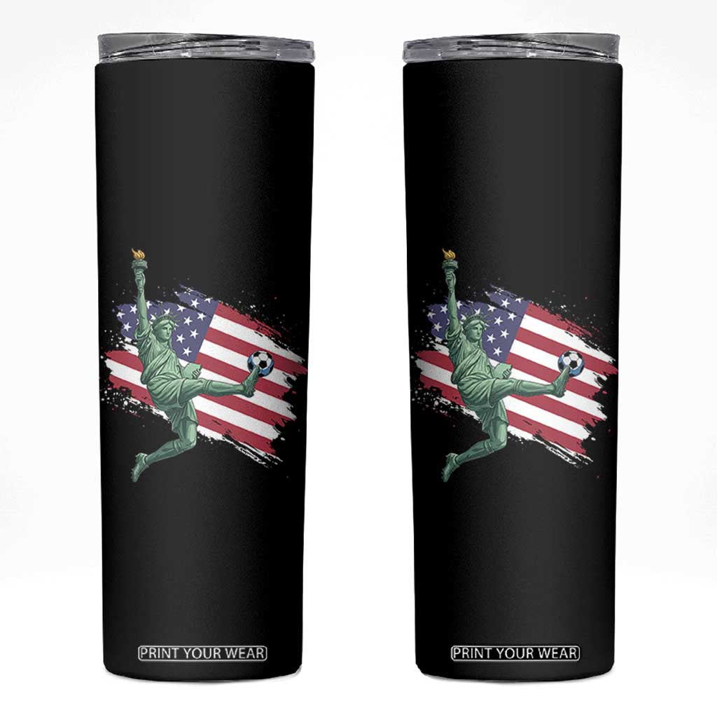 Funny Statue Of Liberty Playing Soccer Skinny Tumbler New Yorker Fan Gift TS12 Black Print Your Wear