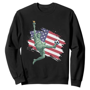 Funny Statue Of Liberty Playing Soccer Sweatshirt New Yorker Fan Gift TS12 Black Print Your Wear