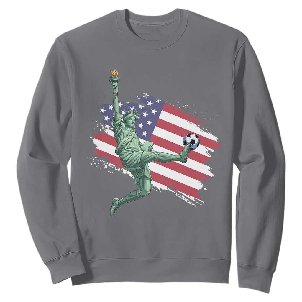 Funny Statue Of Liberty Playing Soccer Sweatshirt New Yorker Fan Gift TS12 Charcoal Print Your Wear