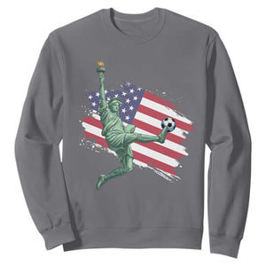 Funny Statue Of Liberty Playing Soccer Sweatshirt New Yorker Fan Gift TS12 Charcoal Print Your Wear