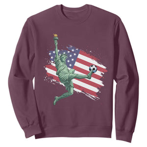 Funny Statue Of Liberty Playing Soccer Sweatshirt New Yorker Fan Gift TS12 Maroon Print Your Wear