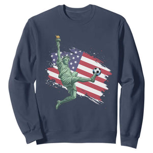 Funny Statue Of Liberty Playing Soccer Sweatshirt New Yorker Fan Gift TS12 Navy Print Your Wear