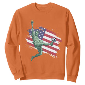 Funny Statue Of Liberty Playing Soccer Sweatshirt New Yorker Fan Gift TS12 Orange Print Your Wear