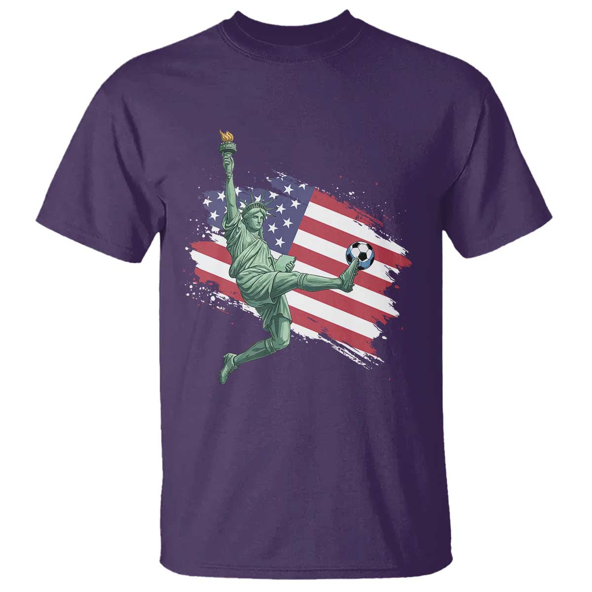 Funny Statue Of Liberty Playing Soccer T Shirt New Yorker Fan Gift TS12 Purple Print Your Wear