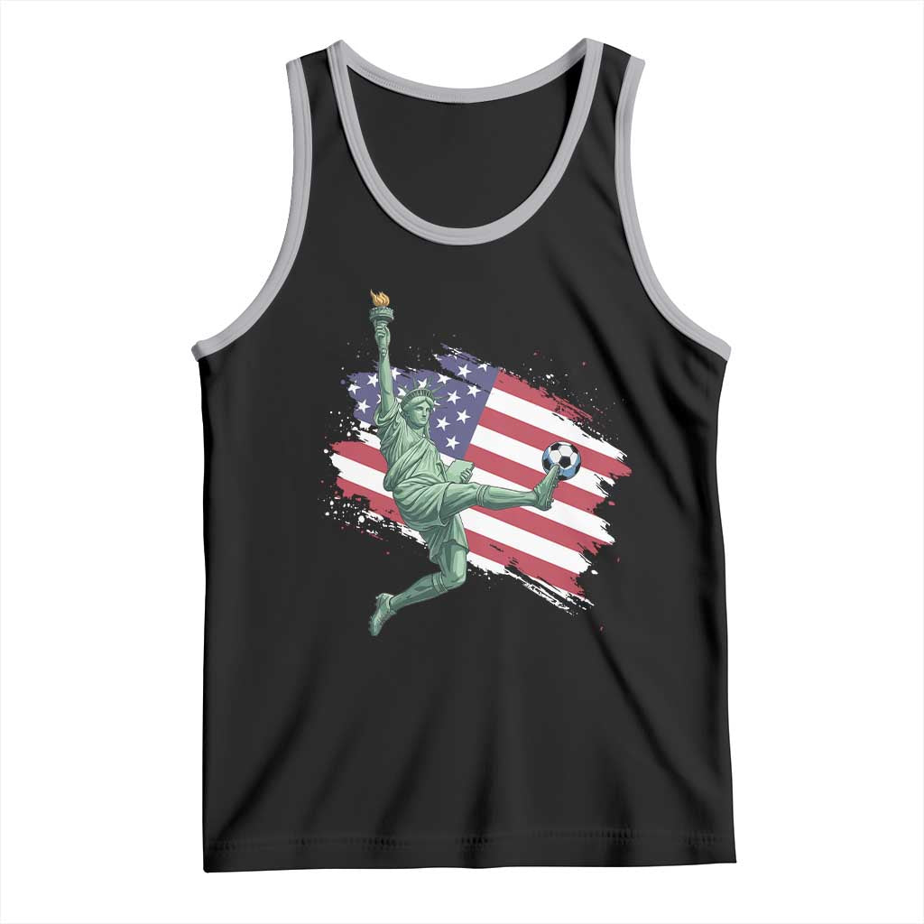 Funny Statue Of Liberty Playing Soccer Tank Top New Yorker Fan Gift TS12 Black Athletic Heather Print Your Wear