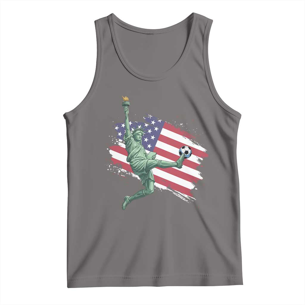 Funny Statue Of Liberty Playing Soccer Tank Top New Yorker Fan Gift TS12 Deep Heather Print Your Wear