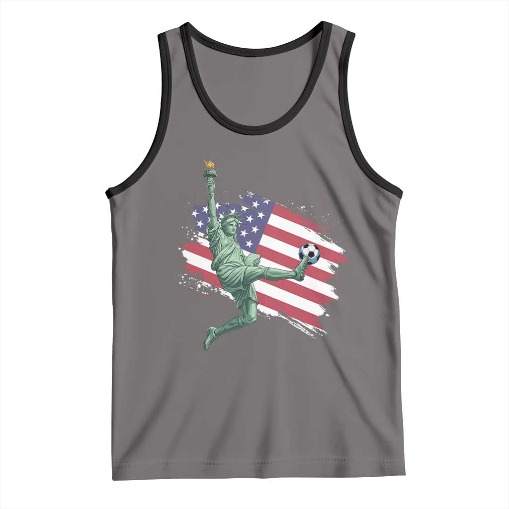 Funny Statue Of Liberty Playing Soccer Tank Top New Yorker Fan Gift TS12 Deep Heather Black Print Your Wear