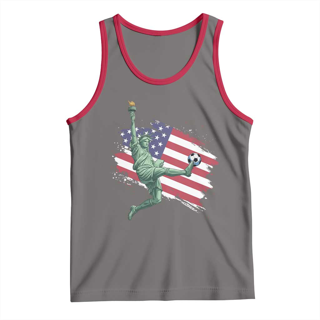 Funny Statue Of Liberty Playing Soccer Tank Top New Yorker Fan Gift TS12 Deep Heather Red Print Your Wear