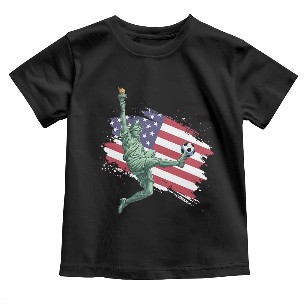 Funny Statue Of Liberty Playing Soccer Toddler T Shirt New Yorker Fan Gift TS12 Black Print Your Wear