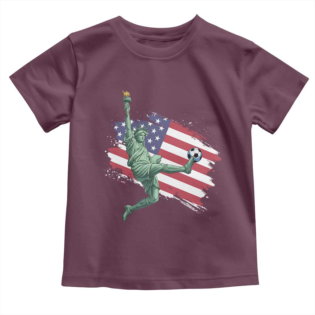 Funny Statue Of Liberty Playing Soccer Toddler T Shirt New Yorker Fan Gift TS12 Maroon Print Your Wear