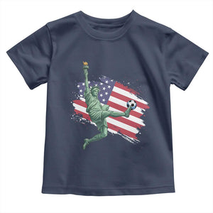 Funny Statue Of Liberty Playing Soccer Toddler T Shirt New Yorker Fan Gift TS12 Navy Print Your Wear