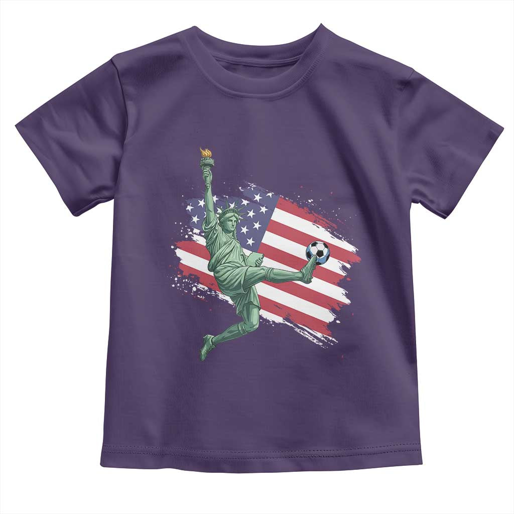 Funny Statue Of Liberty Playing Soccer Toddler T Shirt New Yorker Fan Gift TS12 Purple Print Your Wear