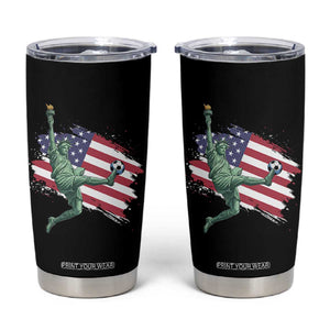 Funny Statue Of Liberty Playing Soccer Tumbler Cup New Yorker Fan Gift TS12 Black Print Your Wear