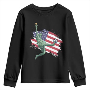 Funny Statue Of Liberty Playing Soccer Youth Sweatshirt New Yorker Fan Gift TS12 Black Print Your Wear