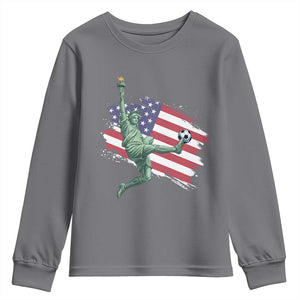 Funny Statue Of Liberty Playing Soccer Youth Sweatshirt New Yorker Fan Gift TS12 Charcoal Print Your Wear