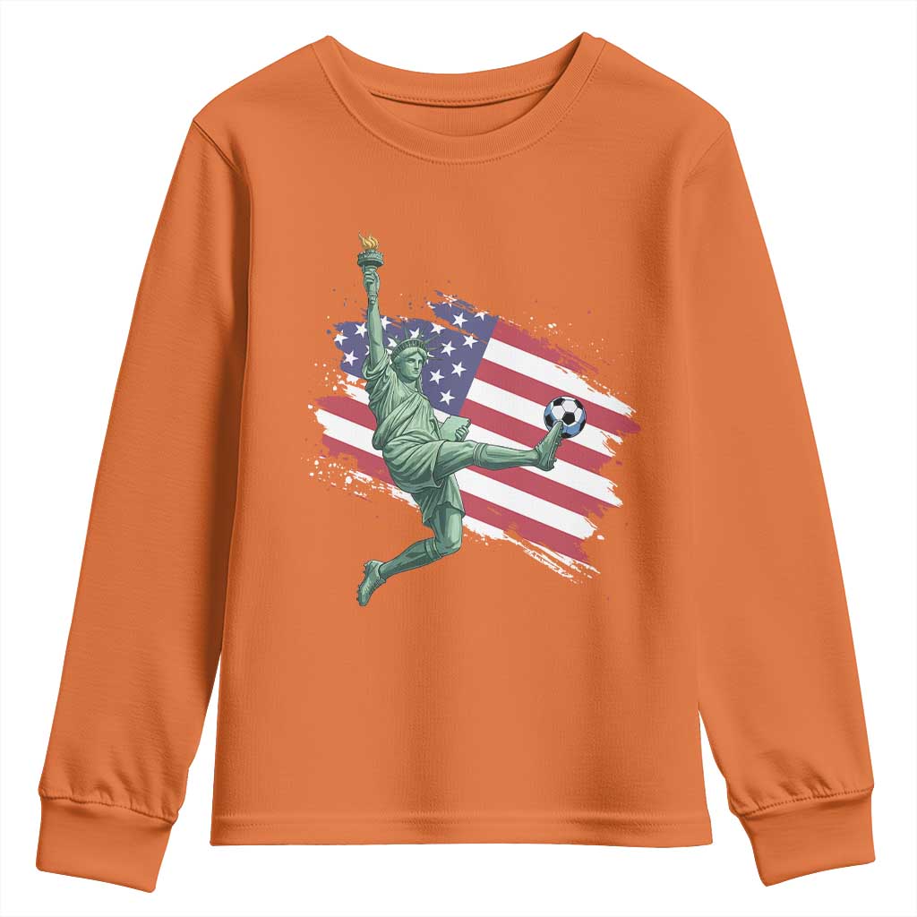 Funny Statue Of Liberty Playing Soccer Youth Sweatshirt New Yorker Fan Gift TS12 Orange Print Your Wear