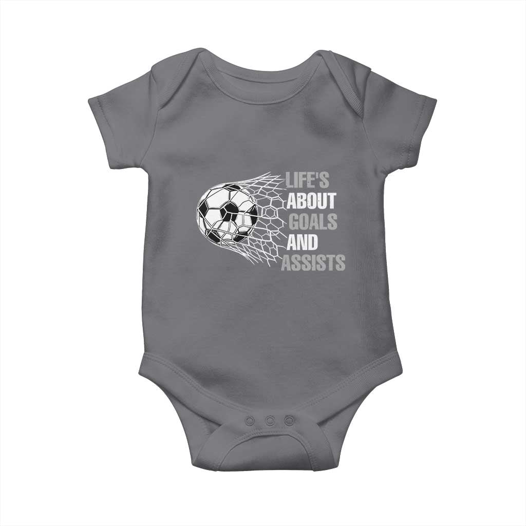Funny Life Is About Goals And Assists Baby Onesie Soccer Lover TS12 Charcoal Print Your Wear