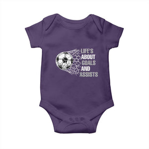 Funny Life Is About Goals And Assists Baby Onesie Soccer Lover TS12 Purple Print Your Wear