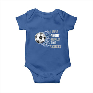 Funny Life Is About Goals And Assists Baby Onesie Soccer Lover TS12 Royal Blue Print Your Wear