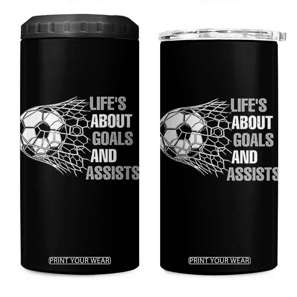 Funny Life Is About Goals And Assists 4 in 1 Can Cooler Tumbler Soccer Lover TS12 One Size: 16 oz Black Print Your Wear