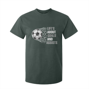 Funny Life Is About Goals And Assists T Shirt For Kid Soccer Lover TS12 Dark Forest Green Print Your Wear