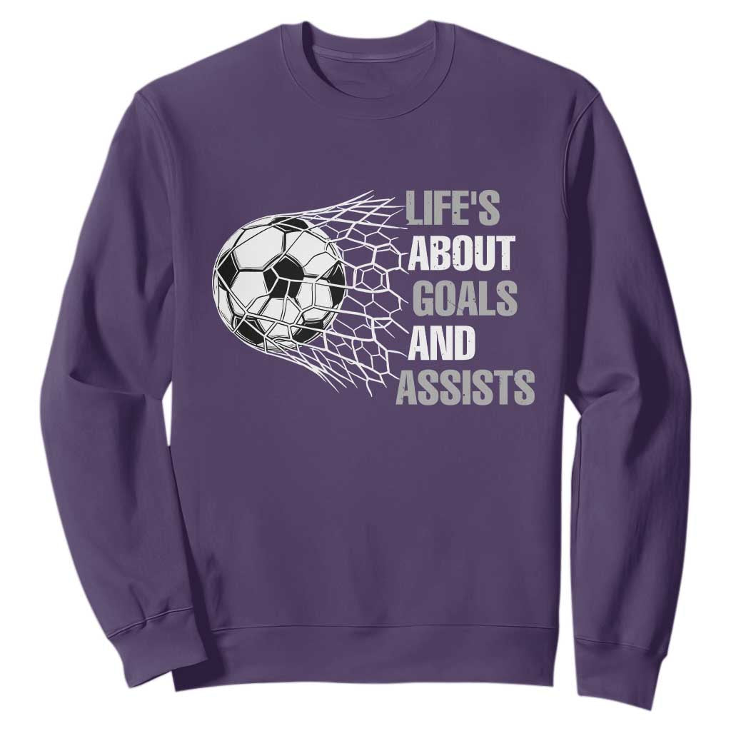Funny Life Is About Goals And Assists Sweatshirt Soccer Lover TS12 Purple Print Your Wear
