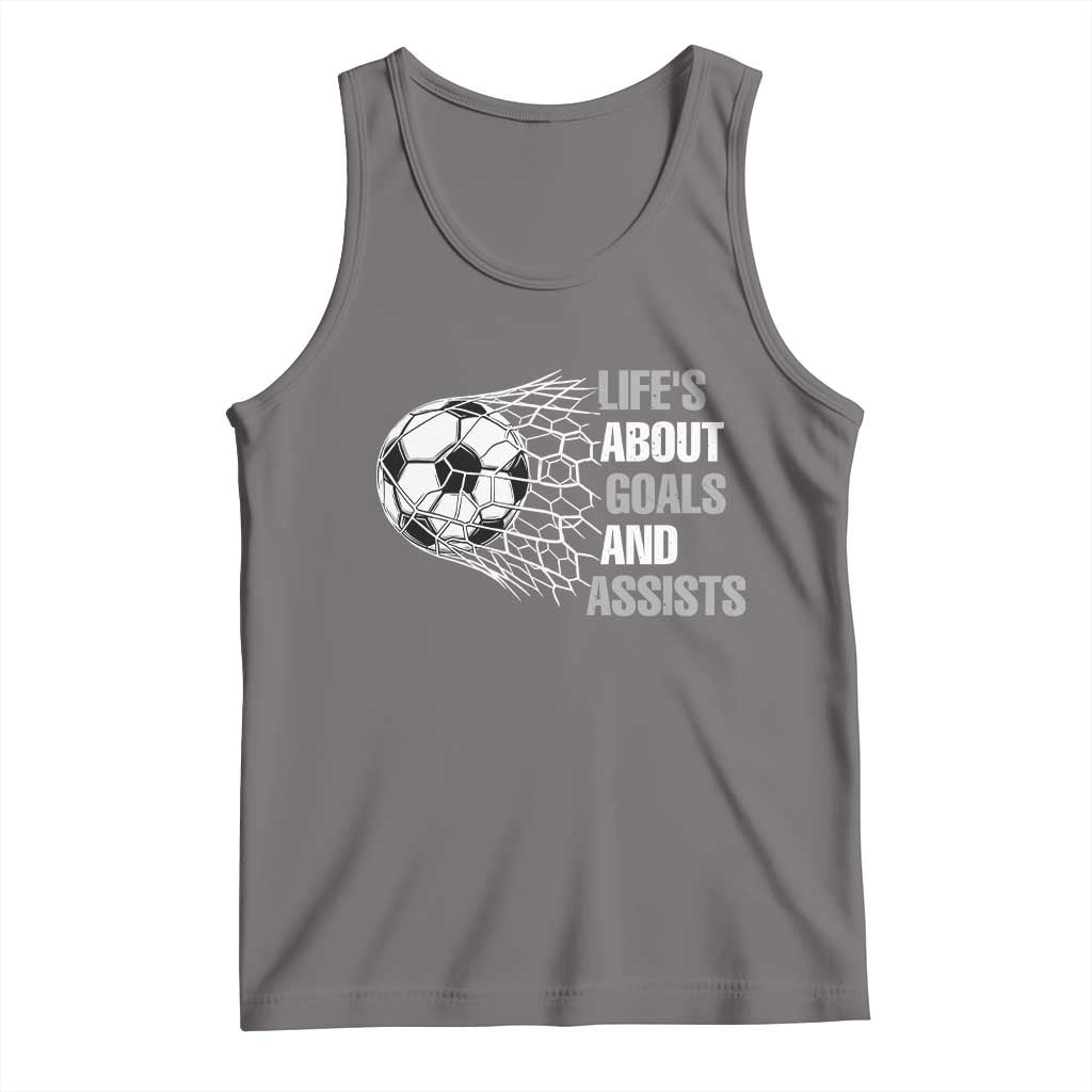 Funny Life Is About Goals And Assists Tank Top Soccer Lover TS12 Deep Heather Print Your Wear