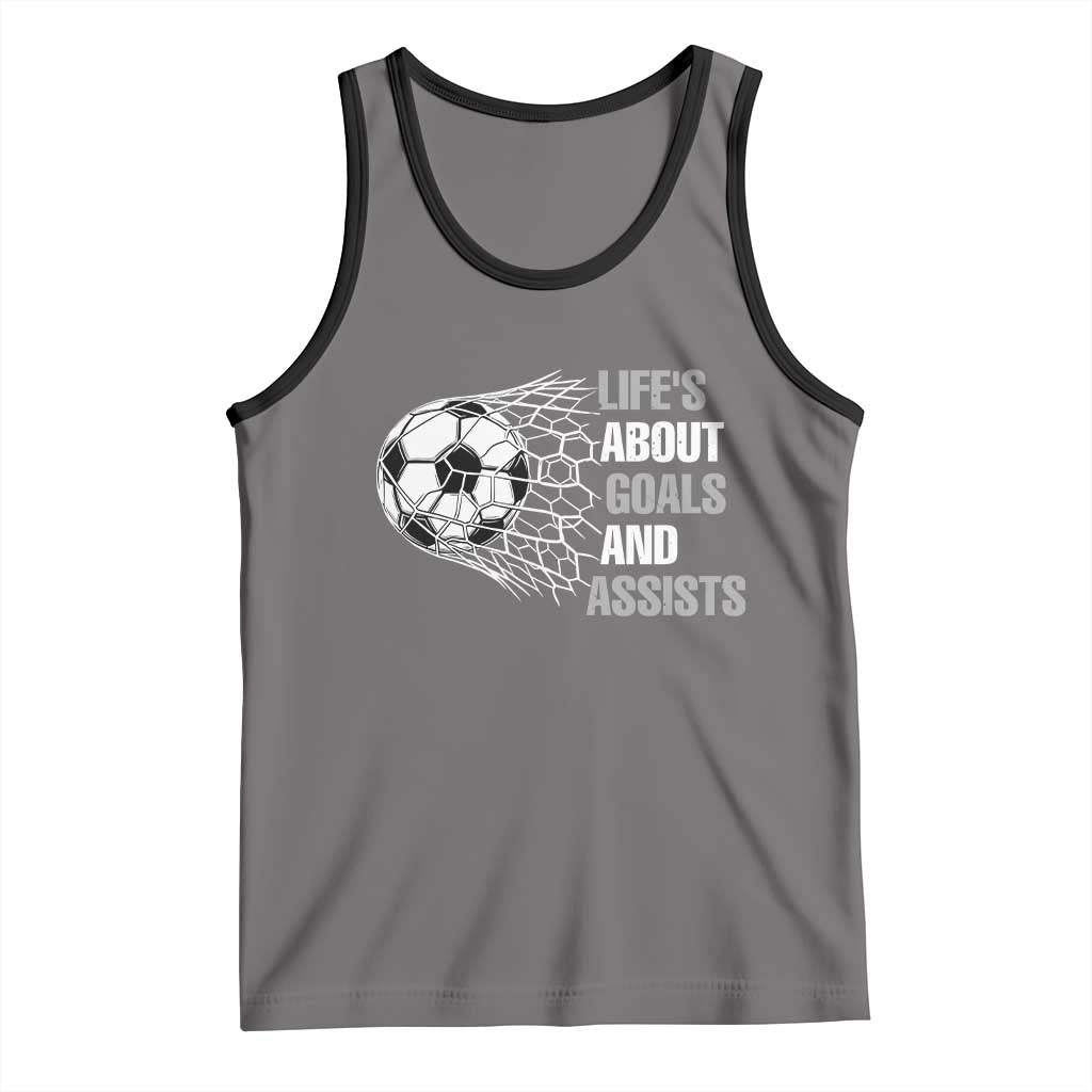 Funny Life Is About Goals And Assists Tank Top Soccer Lover TS12 Deep Heather Black Print Your Wear