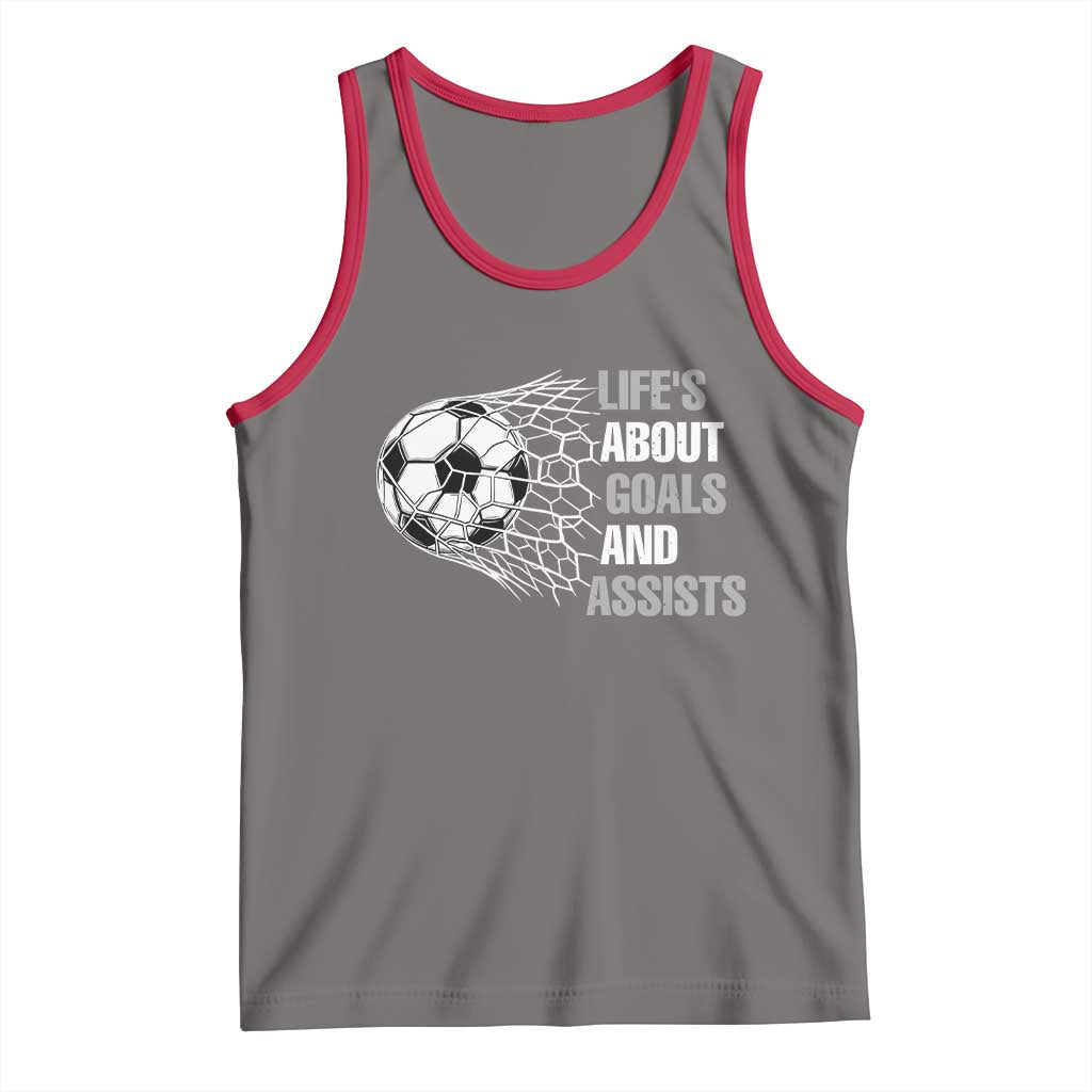 Funny Life Is About Goals And Assists Tank Top Soccer Lover TS12 Deep Heather Red Print Your Wear