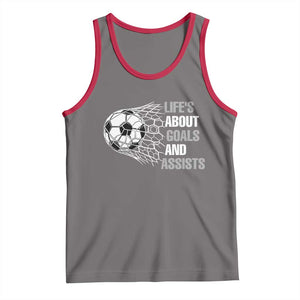 Funny Life Is About Goals And Assists Tank Top Soccer Lover TS12 Deep Heather Red Print Your Wear