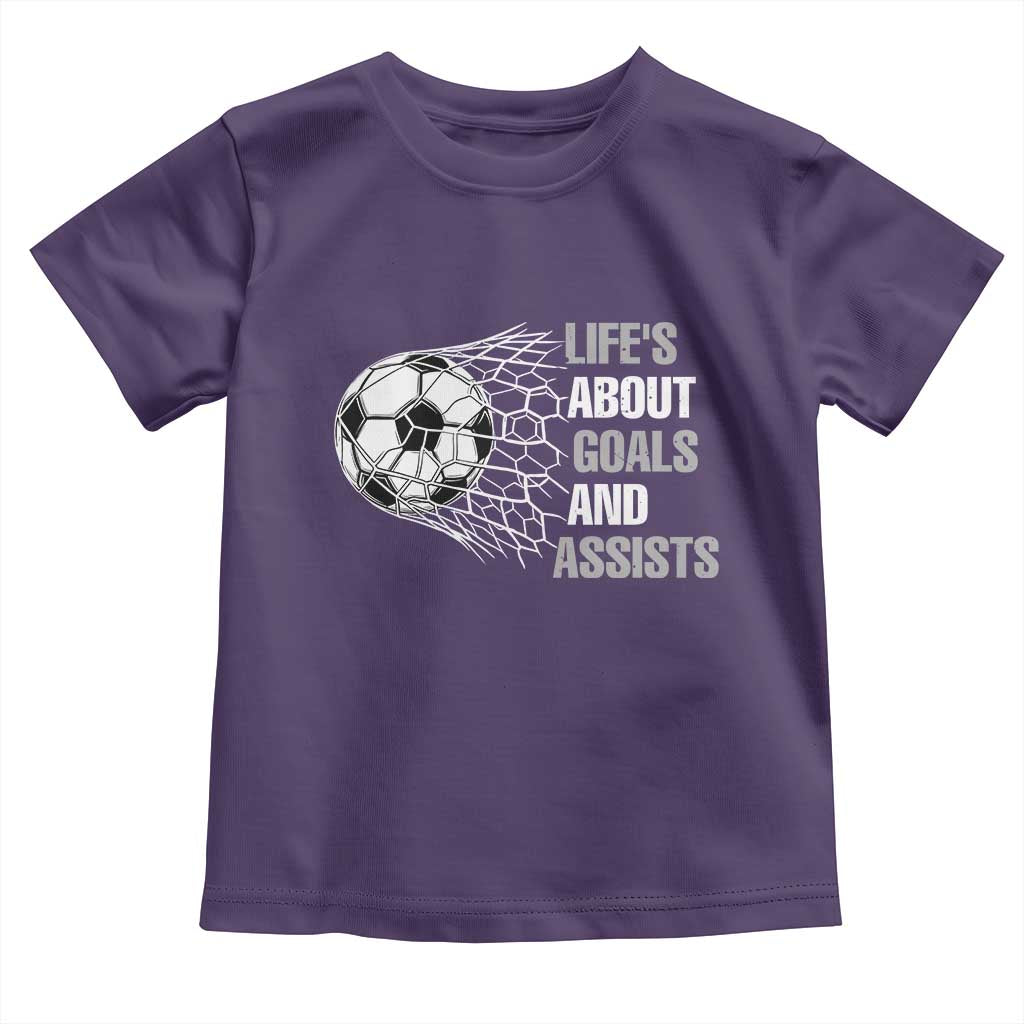 Funny Life Is About Goals And Assists Toddler T Shirt Soccer Lover TS12 Purple Print Your Wear