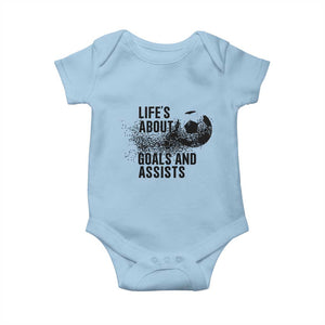 Funny Life Is About Goals And Assists Baby Onesie Goalkeepers Gifts TS12 Light Blue Print Your Wear