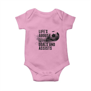 Funny Life Is About Goals And Assists Baby Onesie Goalkeepers Gifts TS12 Light Pink Print Your Wear