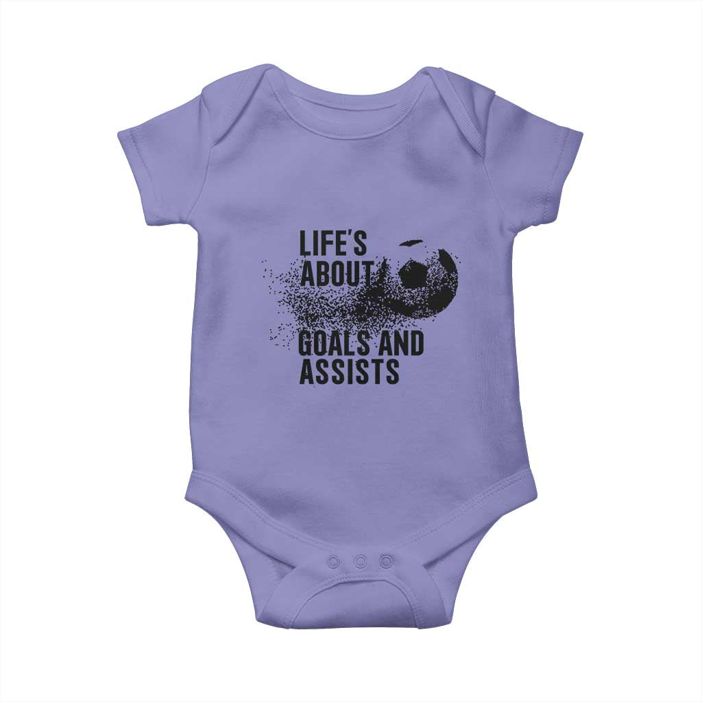 Funny Life Is About Goals And Assists Baby Onesie Goalkeepers Gifts TS12 Violet Print Your Wear