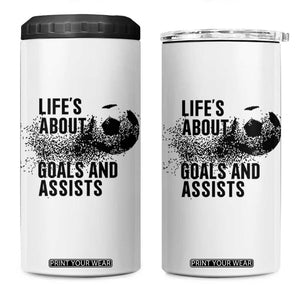 Funny Life Is About Goals And Assists 4 in 1 Can Cooler Tumbler Goalkeepers Gifts TS12 One Size: 16 oz White Print Your Wear